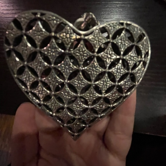 VINTAGE 2000S SILVER DIAMOND OVERSIZED HEART LOCK NECKLACE HIP HOP - Picture 4 of 5